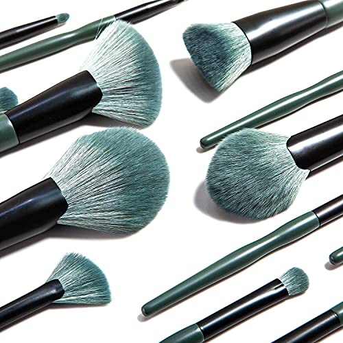 FragrantShare Makeup Brushes Set Dark Green Foundation Concealer Eye Shadow Makeup Sets 14 Pieces [Sterile - Disinfection Treatment]