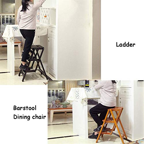 Escalera para el hogar plegable de 4 peldaños, taburete de madera portátil 8