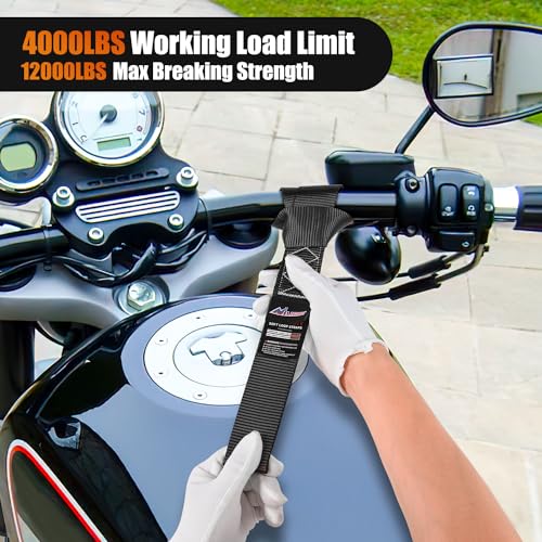 Image of Nilight Soft Loop 1.7 inchx17 inch Motorcycle Tie Down Straps Heavy Duty 12000Lbs Max Break Strength for Securing ATV UTV Kayak Moving Cargo (8PK-Black)
