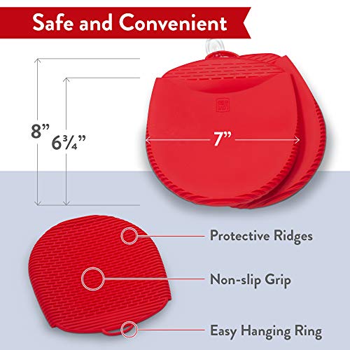 Premium Silicone Oven Mitts and Pot Holders. This 100% Silicone Pot Holder is Flexible, Durable, Easy to Clean. These Pot Holders for Kitchen are Healthier, Won\'t Grow Mold or Bacteria (Red, 1 Pair)