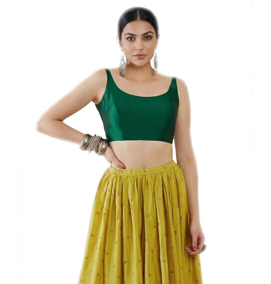 Blouse for Women's Taffeta Silk Padded Readymade Saree Blouse | Designer Wedding Blouse| Sizes XS,S, M, L, XL-image-2