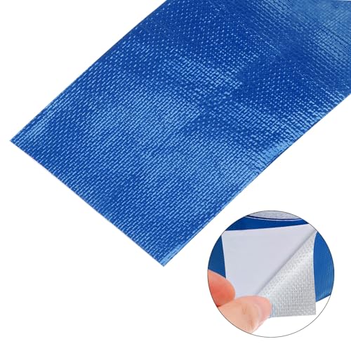 Image of HARFINGTON Tarpaulin Repair Tape, 3.15 inch x14.6ft Waterproof Rip Stop Patch and Tent Repair Tape for Tear Resistant Tent Greenhouse, Blue