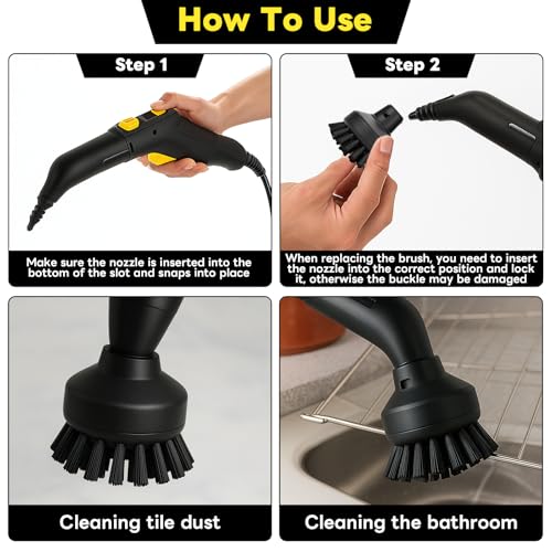 Jellybibo 12 Stück Zubehör Kompatibel mit Kärcher Dampfreiniger, SC1 SC2 SC3 SC4 SC5 Handdüse Ersatzteile Rundbürstenset Düse Fensterabzieher Fugenbürsten Ersatzteile