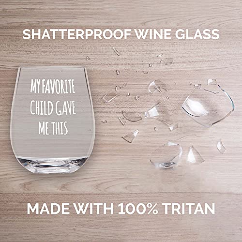 Vinjoy My Favorite Child Gave Me This Unbreakable Wine Glass, Best Gifts For Parents From Kids, Favorite Barware Gifts For Dad, Funny Father’S Day thumb #1