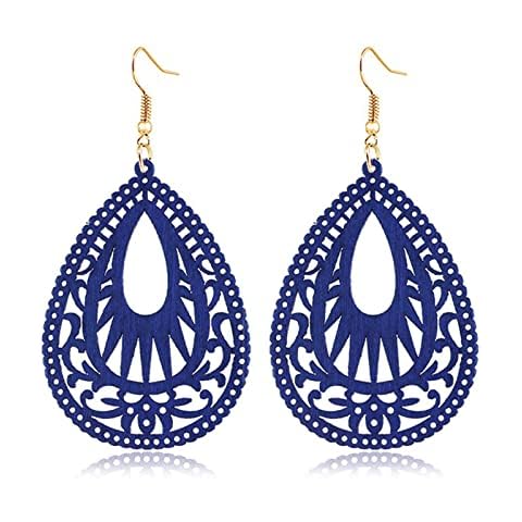 Handmade Bohemian Wooden Teardrop Earrings Cover