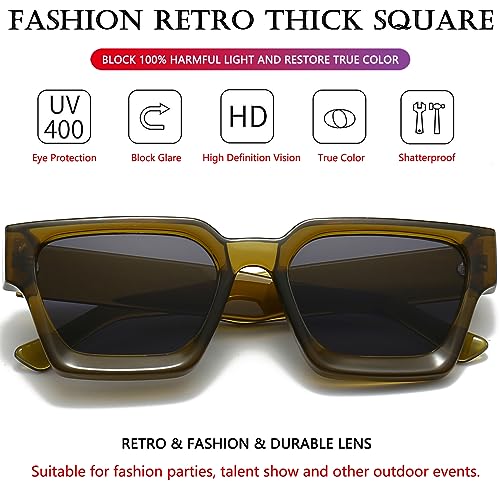 Image of AIEYEZO Square Sunglasses for Women Men Square Thick Frame Sun Glasses Simple Designer Style Shades
