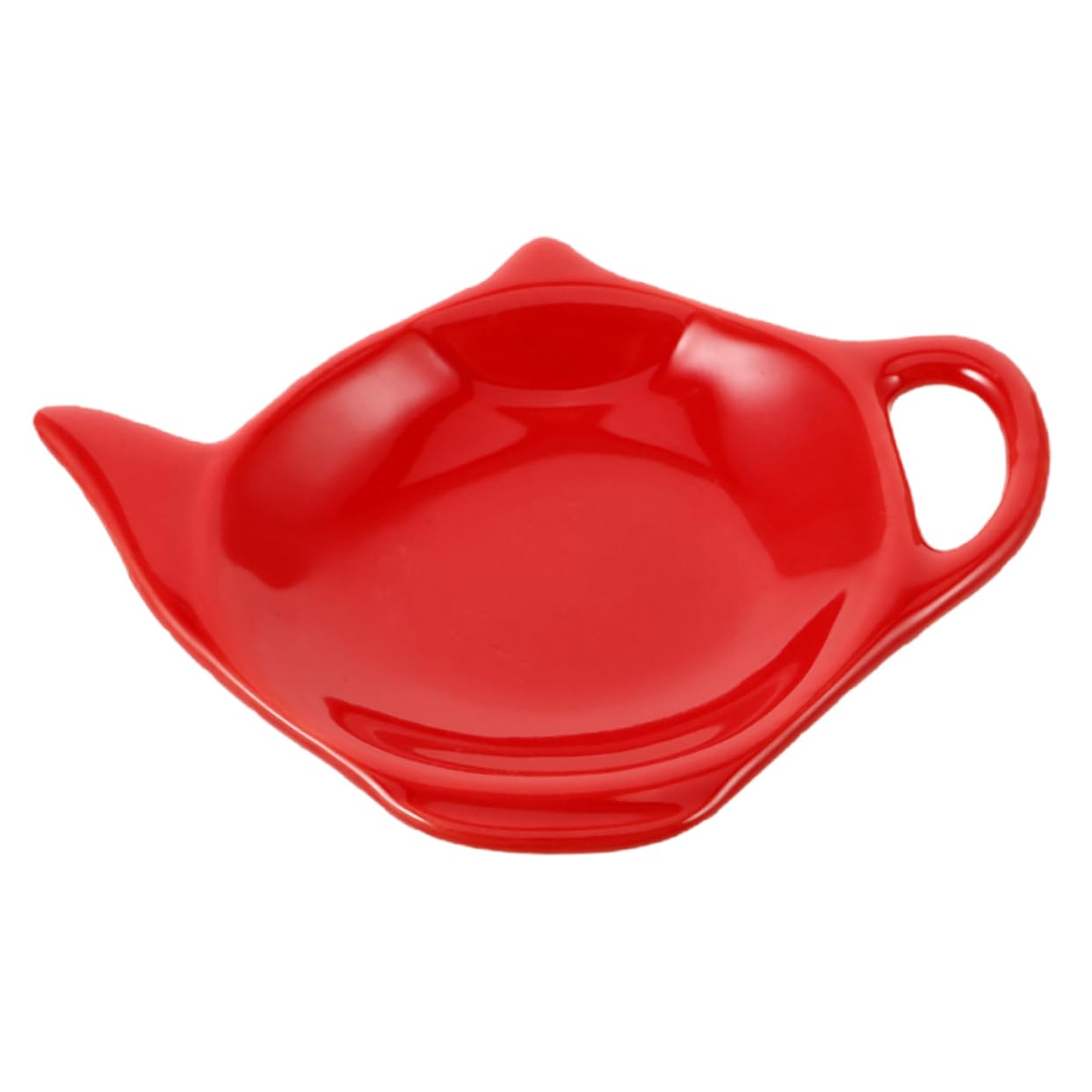 TOPPERFUN Ceramic Teapot Shaped Tea Bag Coaster and Spoon Rest Red Tea Bag Holder for Kitchen for Afternoon Tea Parties and Home Use Multifunctional Kitchen Accessory