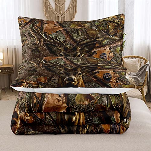 Image of NINENINE Camo Comforter Set, Queen Size Bedding Set for Boys, Hunting Bed Set With 1 Comforter 2 Pillowcases