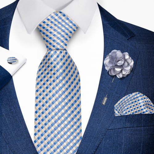 Image of joy alice 70 Colors Ties Set Men Mixed Color Necktie Handkerchief Cufflinks Brooch 3.15 Formal