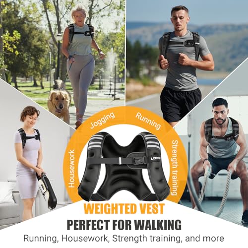 Image of Weighted Vest for Women Men, 8 lb /10 lb /12 lb Weight Vest for Walking with Reflective Stripe and Adjustable Buckle Straps, Body Weights for Osteoporosis, Running, Strength Training and Weight Loss