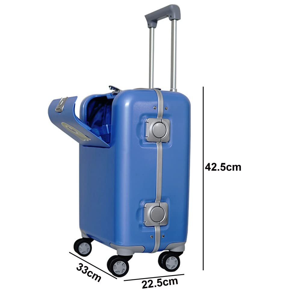 Maleta con Ruedas para niños Maleta con Ruedas de Viaje de embarque de 17 Pulgadas con 4 Ruedas universales silenciosas(Color:Blue)
