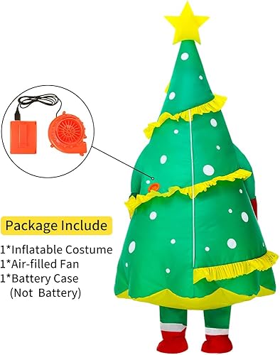 Miniatura 4 de JUROSAICA Disfraz inflable de árbol de Navidad, disfraz inflable de árbol de Navidad para adultos, divertido disfraz de árbol de Navidad verde para