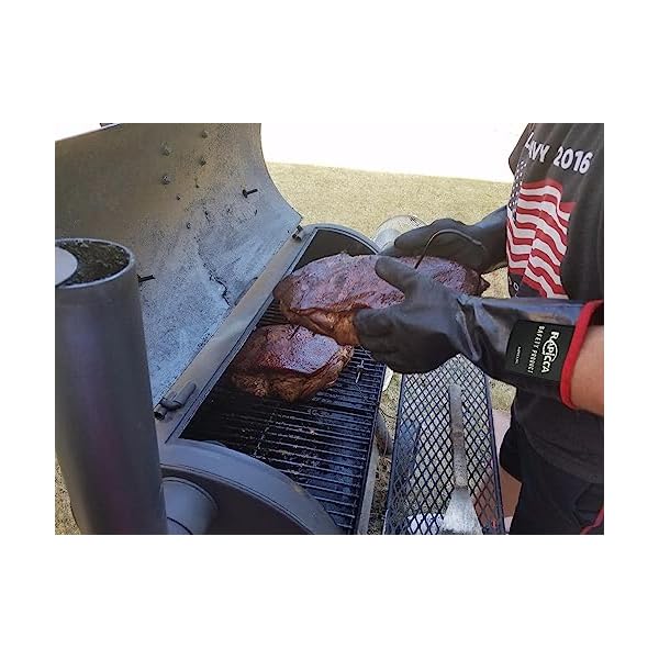 RAPICCA Heat Resistant BBQ Grill Gloves: Oil Resistant Waterproof for Smoking Grilling Cooking Barbecue Deep Frying Turkey Rotisserie Handling Hot Greacy Meat Stocking Stuffers - Long Sleeve 932°F - Image 4