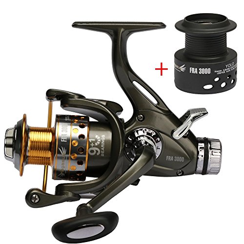 Goture Spinning Fishing Reel 5.1:1 Dual Brake Feeder 9+1BB Carp Reel with Rear Drag Freshwater or Saltwater 3000 4000 5000 6000 Series