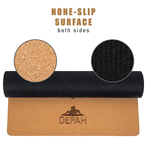 Depah Antislip sportmat van kurk en natuurlijk rubber, inclusief tas en riemen, recyclebaar, vrij van schadelijke stoffen, trouwe accessoire voor pilates, yoga en meditatie-oefeningen, yogamat - yogamat - Image 5