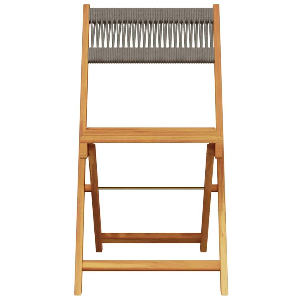 Fengshui Set da bistrò pieghevole in legno di acacia, 3 pezzi, grigio
