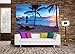 GREAT ART Poster – Beach Sunset – Picture Decoration Caribbean Dusk Tropical Afternoon Coconut Palm Tree Paradise Dream Coast Image Photo Decor Wall Mural (55x39.4in - 140x100cm)