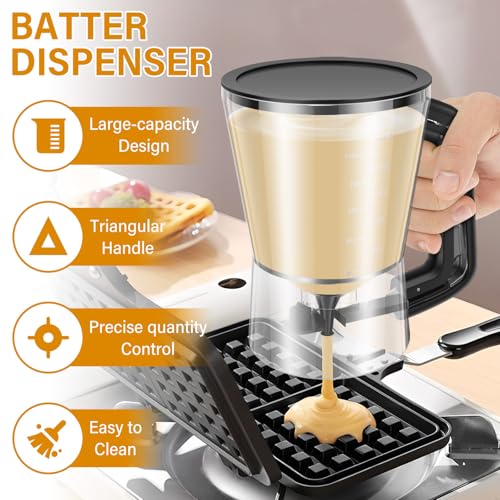 Pancake Dispenser, Cake Batter Dispenser 30oz Waffles Batter Separator Baking Tool for Pancake Cupcake Waffles,Confectionery Funnel for Kitchen Bakery Dishwasher Safe - Image 4
