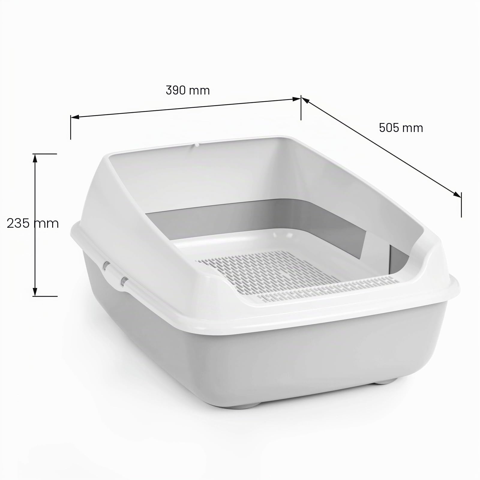 Set Katzentoilette mit Rand und Reinigungssieb und Erste Schalentoilette für Kätzchen Katzenbabys Kaninchen Katzenklo Abnehmbarer Hochrand Reinigungssieb Grau