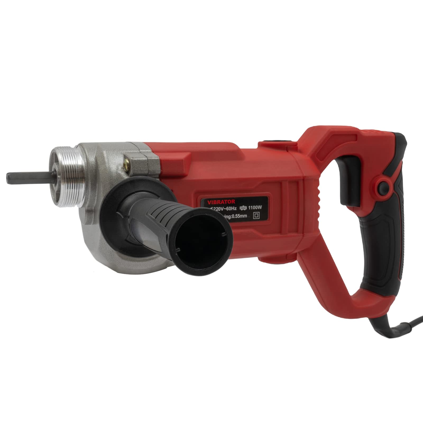 Vibratore elettrico per calcestruzzo, 1100 W, 220 V, per calcestruzzo, portatile, con asta ondulata da 6,6 FT/2 m, per diverse strutture in calcestruzzo, rosso