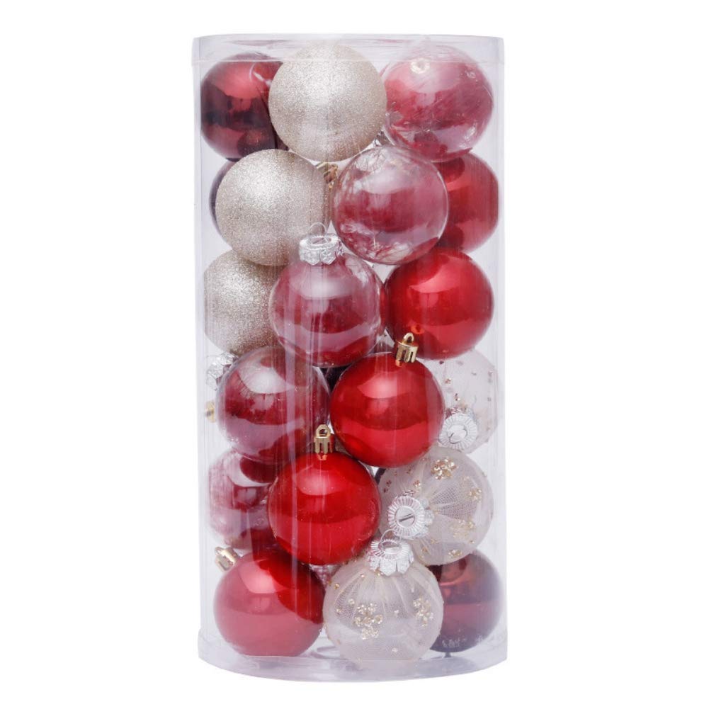 30 Pieces Christmas Balls Ornaments Shatterproof Christmas Tree Balls Plastic Hang Balls Pendant for Xmas Tree