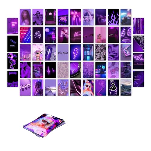 Image of SG Pack of 54 Purple Wall Collage Kit Posters - 4 x 6 Inches Posters for Wall Decoration - Wall Art For Bedroom, Office, Living room, Dorm room