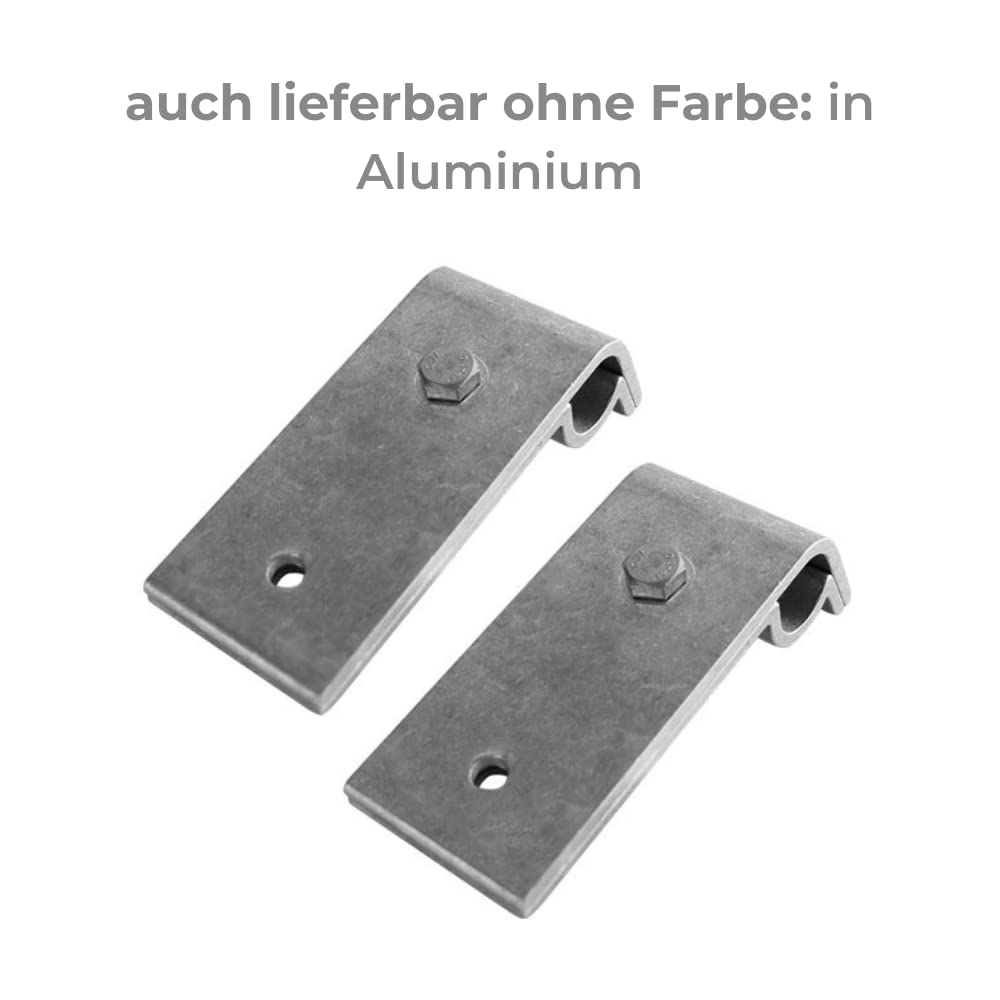 Dachrinnenhalter für Anlegeleiter, grau, 2 teiliges Klemmenset aus Aluminium für alle halbrunden und kastenförmigen Rinnen von Ø 16-22mm 6438-grau