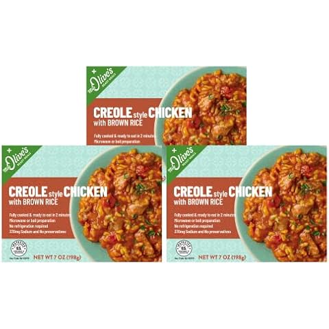 MISS OLIVE'S Creole Style Chicken with Brown Rice Microwavable Low Sodium Healthy Ready Meal, 7 ounce (Pack of 3) Cover