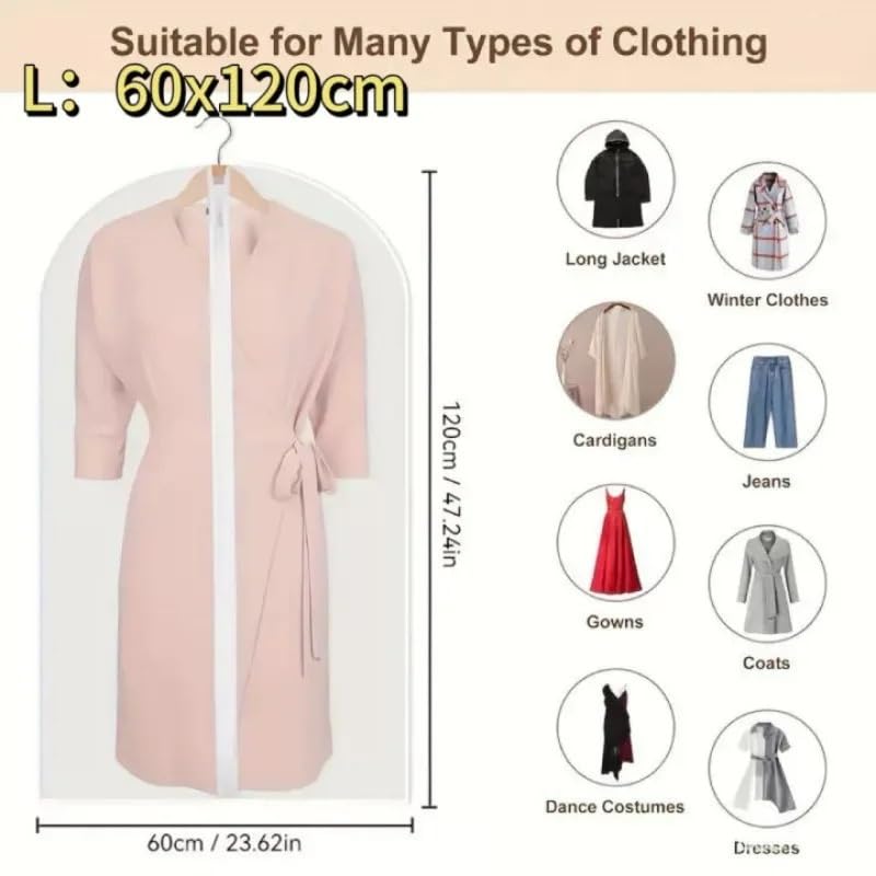 fundas para ropa Clothes Dust Cover Transparent Thickened Washable Bag Household Dusts Coat Suit Hanging(L 60x120cm,10pcs)