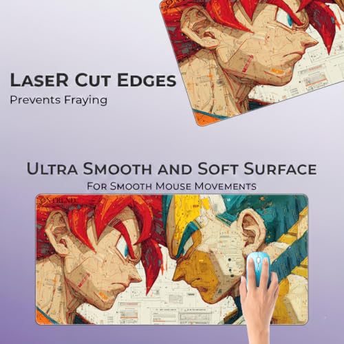 Image of ON TREND Anime Series Printed Mouse pad with Anti-fray Stitching, Waterproof Surface & Non-Slip Rubber Base Gaming Mouse Mat for Laptop, Computer & Desk (Large Extended -23x11 Inch) (Goku)