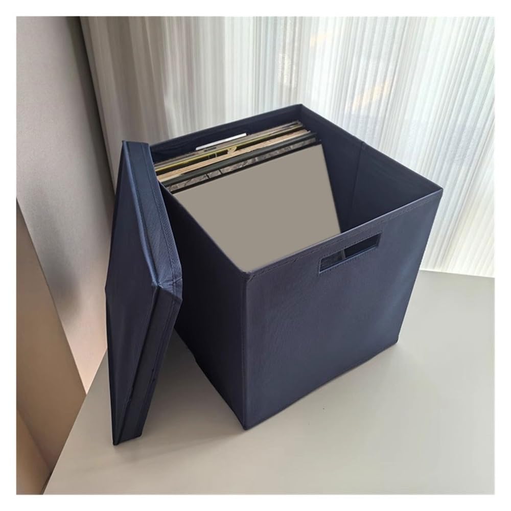 birene Archiviazione CD/DVD Scatola pieghevole for dischi in vinile in tessuto Oxford con coperchio for custodia for CD in cartone for ufficio domestico(Blue)