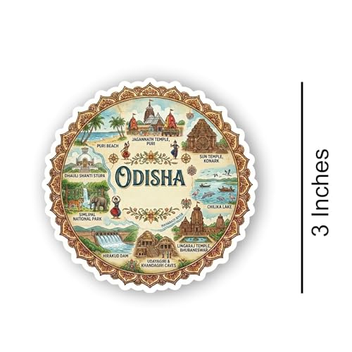 Image of Odisha Textured Finish Acrylic Fridge Magnet - UV Texture Printed, Stylish Multicolor Magnet for Fridge, Wardrobe & Metal Surfaces, Pack of 1 (Odisha)