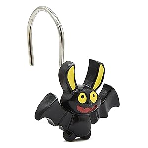 Shower Curtain Hooks, Halloween Decorative Shower Curtain Rings, 12PCS Rust Resistant Metal Shower Hooks for Bathroom, Glide Shower Rings for Shower Curtain and Liner (Halloween)