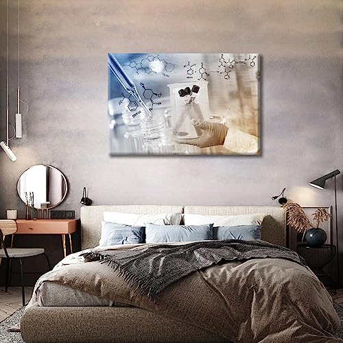Image of Wall Decor Gloved Hand Hold a Beaker in Laboratory Room Artwork Wall Art Home Decor Clinical Laboratory Wall Decor for Living Room 1 Pieces Contemporary Home Decor Framed Ready to Hang , 24 inchWx36 inchH