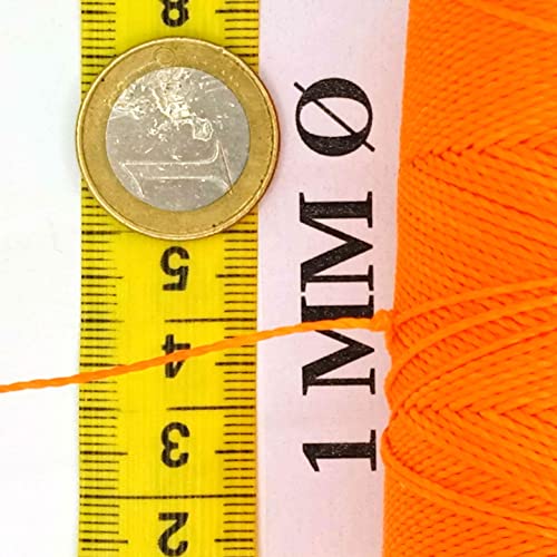 Linhasita Waxed Thread 100 g / 170 m Polyester 1 mm Thick Macrame, 30 Colours Fluorescent Orange, Orange Neon - Image 4