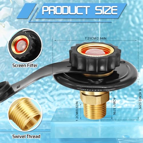 Image of RV City Water Inlet Check Valve, 3 /4 inch NH Female to 1 /2 inch NPT Male | Lead-Free Brass Construction, Leakproof Design, Corrosion Resistant, Tool-Free Installation, Fits RV Camper Trailer Marine