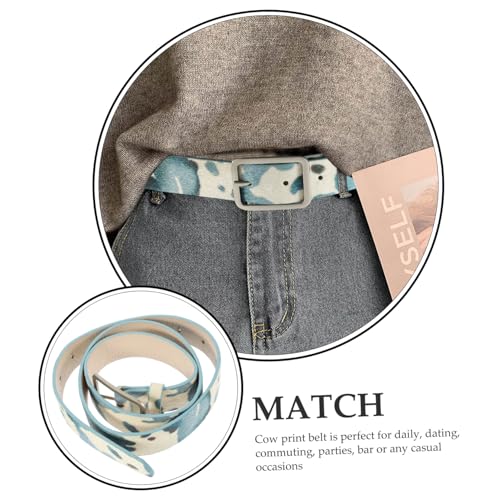 Adjustable Cow Print PU Leather Belt for Women Lightweight Western Style Waistband Fashion Accessory for Jeans and Trousers Animal Pattern Design4