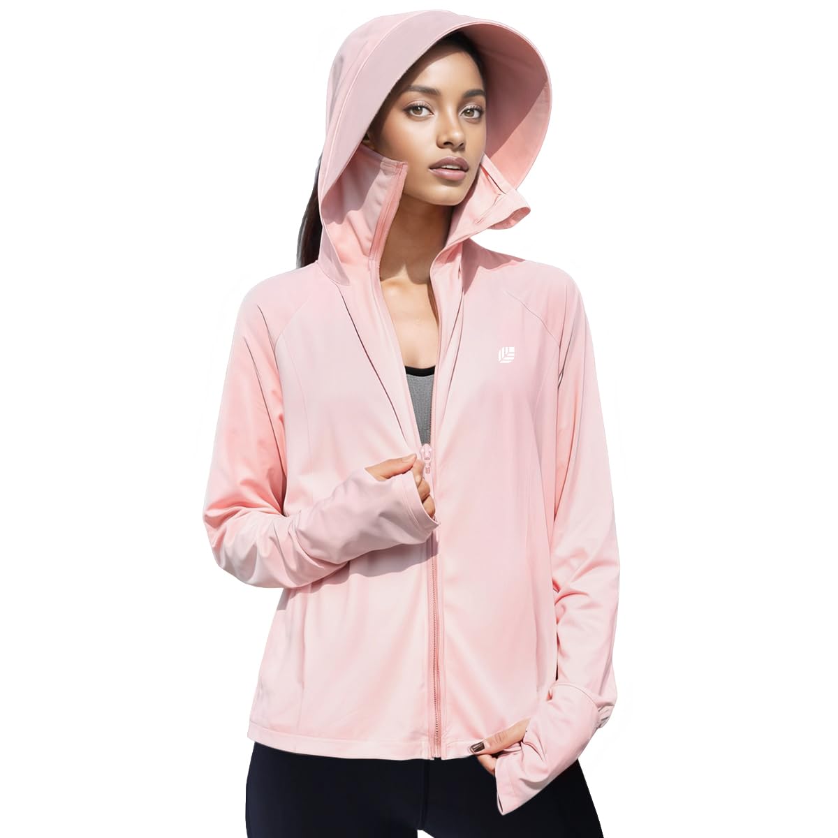 Women's UPF 50+ Lightweight Athletic Jacket UV Sun Protection Full Zip Cooling Hoodie Long Sleeve Sunscreen Protective Clothing for Women for Outdoor Hiking, S-XL