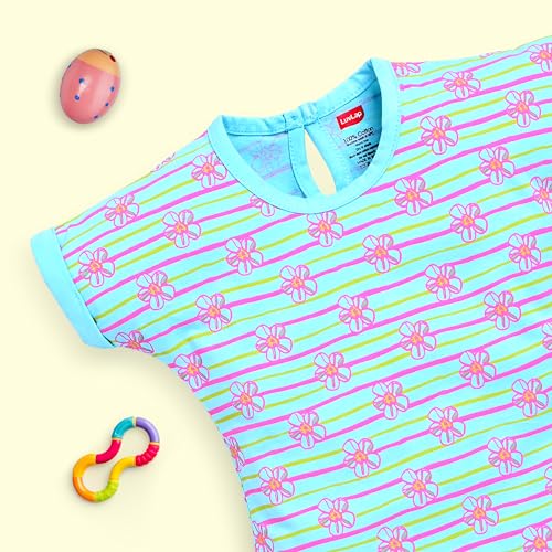 Image of LuvLap Baby Girls Regular Fit 100% Cotton Half Sleeves Girls Top CoSets Pack of 3