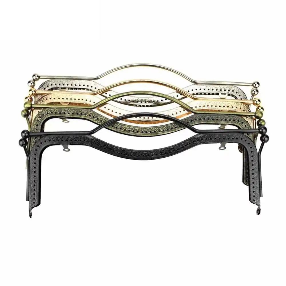 Boca De Lobo Para Bolsos 1/4 unids/lote 27 CM labios Marco de bolso Metal, cierre beso manija en relieve pieza bolsa costura Cierre Para Bolso De Mano(Black)