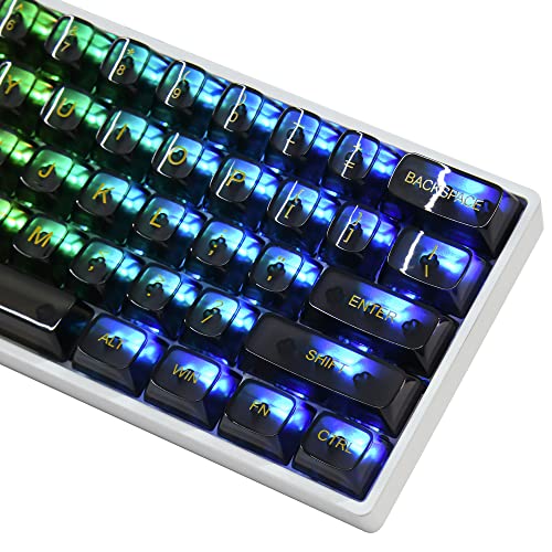 Image of Fogruaden 61 Keys Black Clear Keycap Set, OSA Profile Transparent PC Material Keycaps, Only Compatiable 61 Key Mechanical Keyboard, Keycap 60 Percent