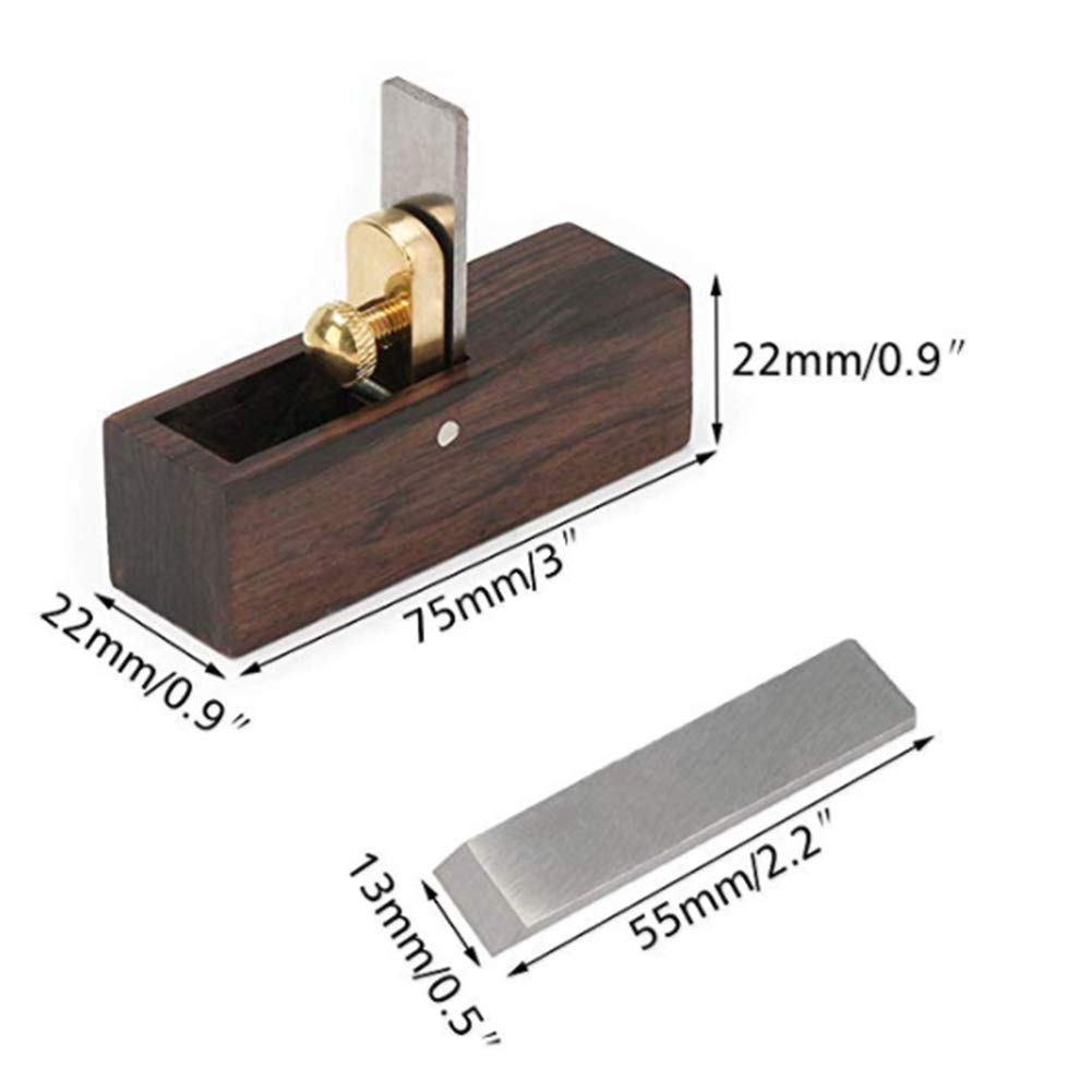Cepilladora de madera, mini cepillo de madera, cepillo de mano de ébano de 3 pulgadas, hoja de acero de alta velocidad, 90 grados, herramientas manuales for alisar madera de carpintero