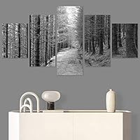 SIGNWIN 5 Panel Canvas Wall Art Duotone Forest for Home Decorations Ready to Hang - 60