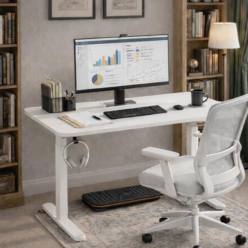 Image of Electric Standing Desk,48x24 Inch Adjustable Height Sit Stand Desk with Cable Management Tray,with Memory Presets Ergonomic Computer Desk for Home Office /Gaming /Workstation,White