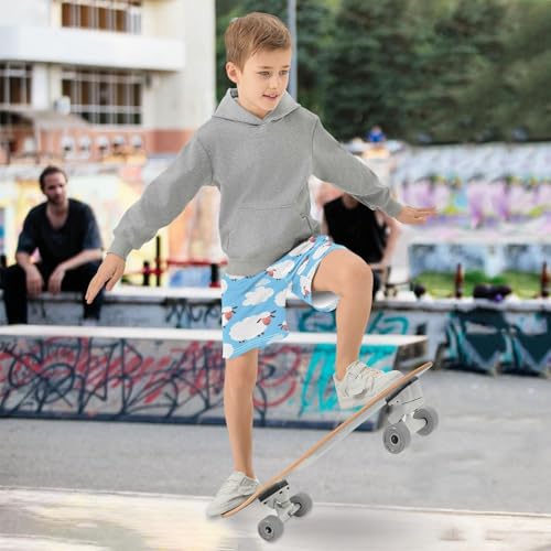 Cute Sheep Athletic Shorts with Zipper Pockets, Youth Boys Athletic Running Shorts for Summer4