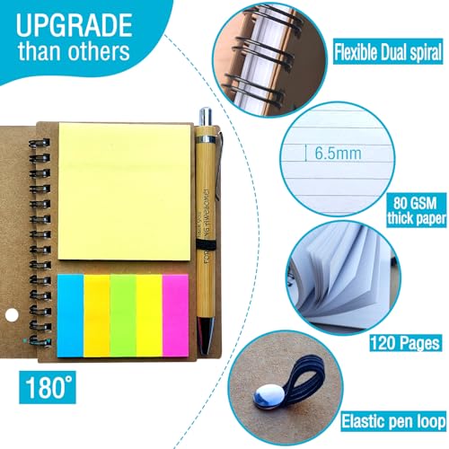 4 Set Spiral Notebook with Pen,60 Sheets,Office/School Supplies,5.7 x 4.1 in,Bulk Inspirational Journals Notepads,Employee Appreciation Gifts,Small Notebooks for Students Teachers Women Men Work & Note (4 SET) - Thumbnail 5