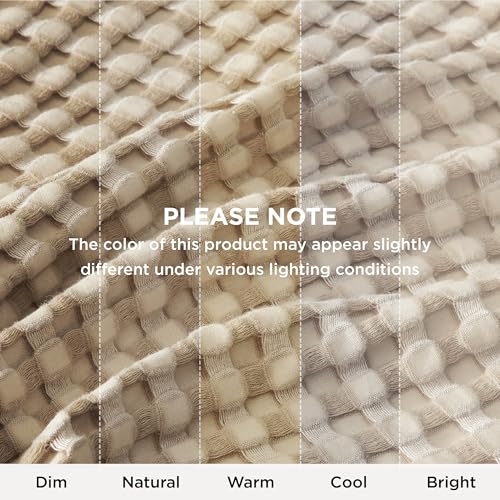 Image of Bedsure Cooling Cotton Waffle Weave Throw Blanket - Lightweight Breathable Blanket of Rayon Derived from Bamboo for Hot Sleepers, Luxury Throws for Bed, Couch and Sofa, Warm Taupe, 50x70 Inches