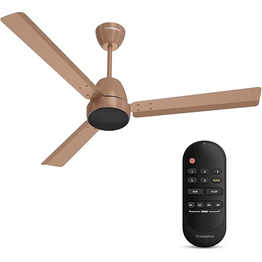 Crompton Energion Nucleoid 1200mm BLDC Ceiling Fan | Remote Control | BEE 5 Star Energy Rated | High Air Delivery | 4 Years Manufacturer Warranty | Gilded Beige