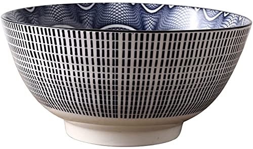 ERoomQ Pasta Bowls Large Soup Ramen Noodle Bowl Fruit Salad Pasta Cereal Bowl Creative Mixing Serving Bowl Ceramic Tableware Oven Microwave Safe Blue 7.8 Inches Salad,