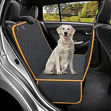 AKSHARA PET BEDS Upgraded Waterproof Pet Seat Covers for Back Seat, Scratch Proof and Nonslip Backing and Hammock, 600D Heavy Duty Dog Seat Cover for Cars, Trucks and Suvs (Orange), PP cotton, Polye